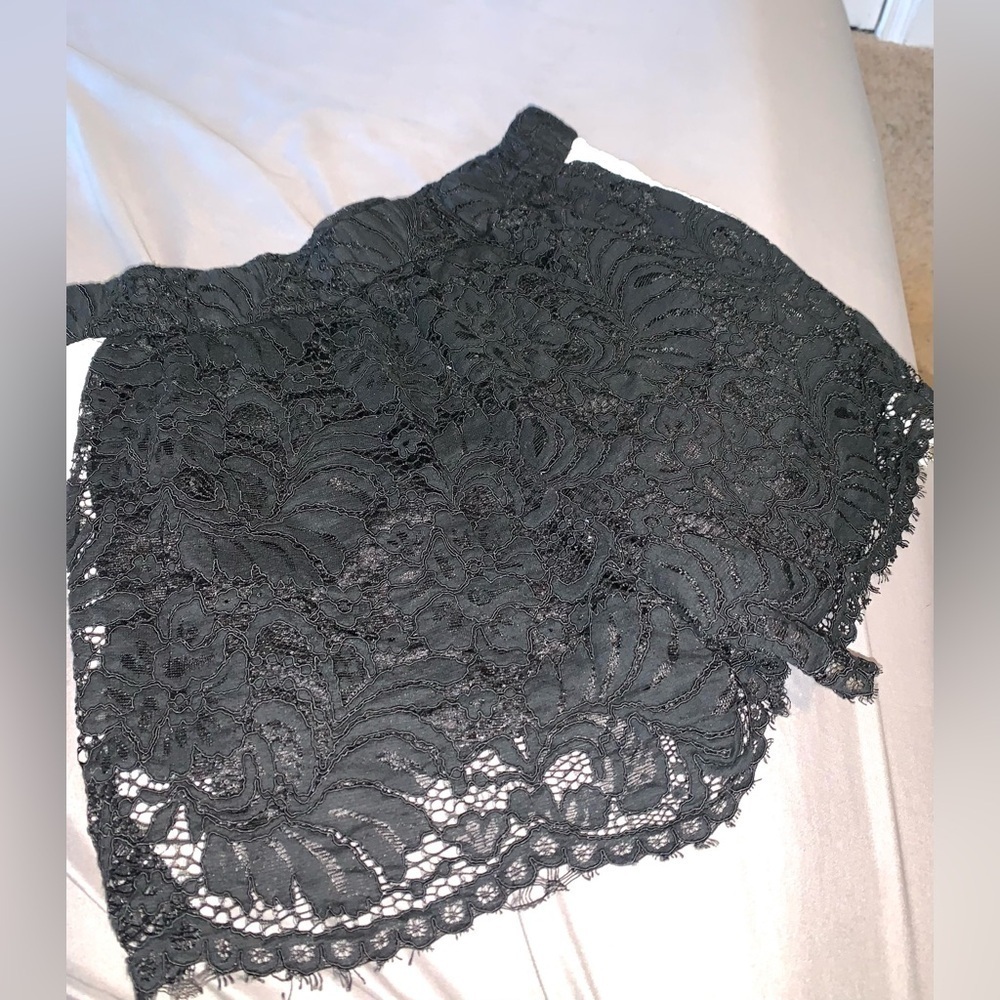 Elli White Lace Women's Shorts Black with white stripes high rise Size Small - Picture 4 of 7